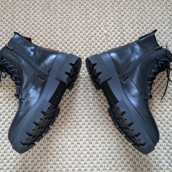 LA CANADIENNE Brendan Combat Boots Lug Sole Waterproof Black Leather 38 US 7.5 - Picture 6 of 13